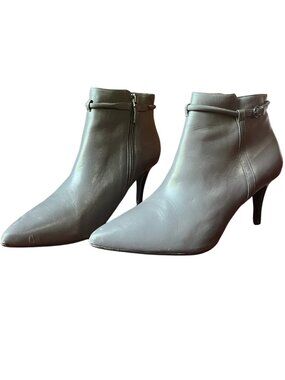 Town Shoes Grey Leather Booties
